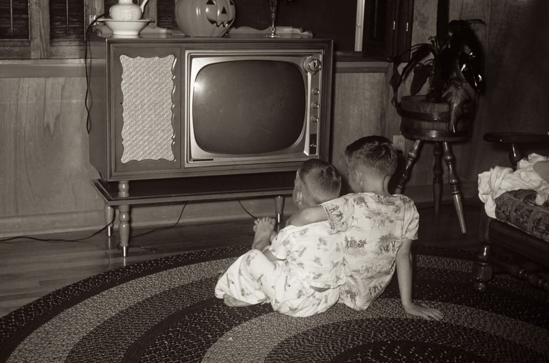 Young Brothers Watch TV in 1950